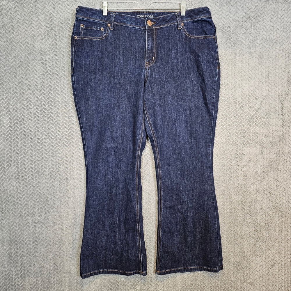 Maurices Womens 18W Short Dark Wash Bootcut Denim Jeans Stretch Indigo‎ 5-Pocket